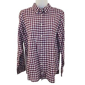 J. Crew Eggplant  & White Gingham Classic Fit Boy Button Down Top Size 12